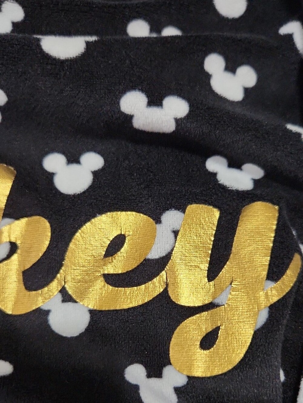 Mickey Black & White Mickey Head Pajama Set with Gold Script - Picture 10 of 10